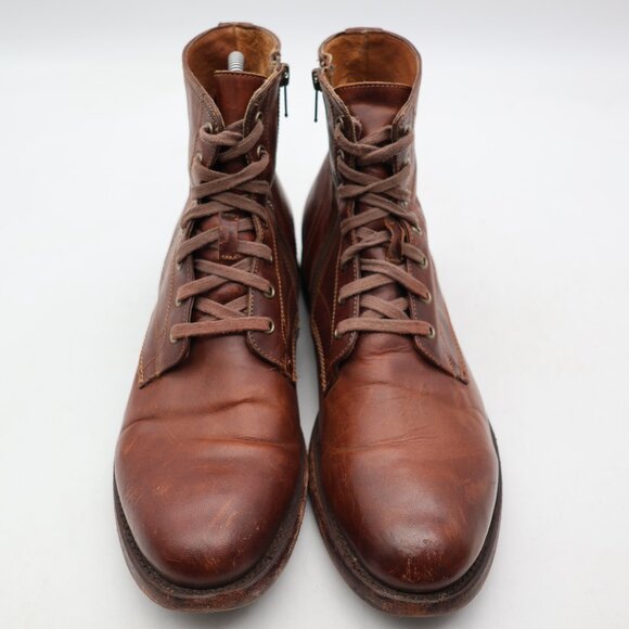 Frye Bowery Men’s Size 10.5 D Lace Up Zipper Chukka Boot Cognac Brown Leather - Picture 2 of 11